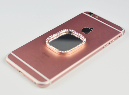 Accessoires carrés de téléphone portable de décalque de miroir avec la décoration convenable de Smartphone de bord de diamant