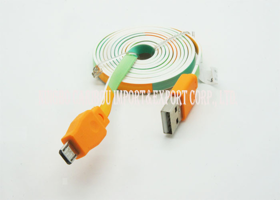 Modèle adapté aux besoins du client coloré de remplissage rapide micro de câble de données d'USB de nouille plate